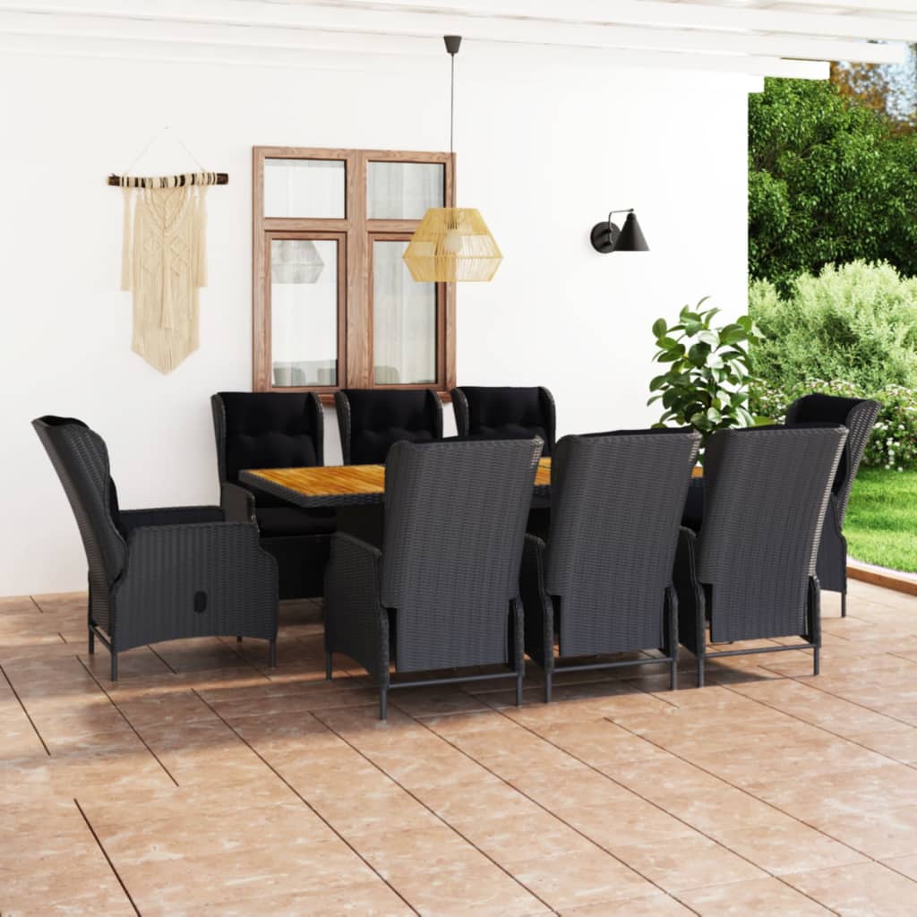 vidaXL 7-delige Tuinset met kussens poly rattan donkergrijs