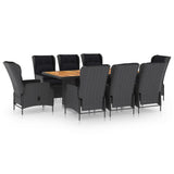vidaXL 7-delige Tuinset met kussens poly rattan donkergrijs