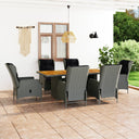 vidaXL 7-delige Tuinset met kussens poly rattan donkergrijs