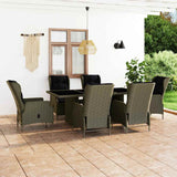 vidaXL 7-delige Tuinset met kussens poly rattan donkergrijs