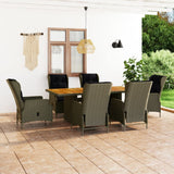 vidaXL 7-delige Tuinset met kussens poly rattan donkergrijs
