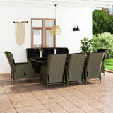 vidaXL 7-delige Tuinset met kussens poly rattan donkergrijs