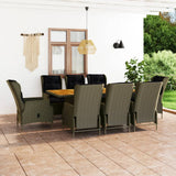 vidaXL 7-delige Tuinset met kussens poly rattan donkergrijs