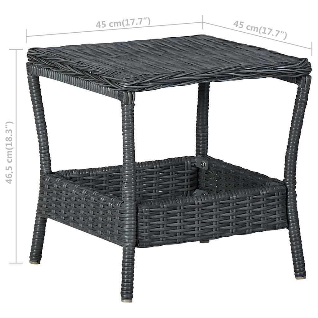 vidaXL 3-delige Loungeset met kussens poly rattan donkergrijs