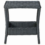 vidaXL 3-delige Loungeset met kussens poly rattan donkergrijs