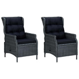 vidaXL 3-delige Loungeset met kussens poly rattan donkergrijs