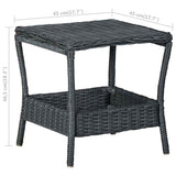 vidaXL 2-delige Loungeset met kussens poly rattan donkergrijs