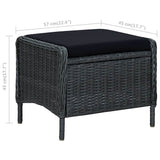 vidaXL 2-delige Loungeset met kussens poly rattan donkergrijs