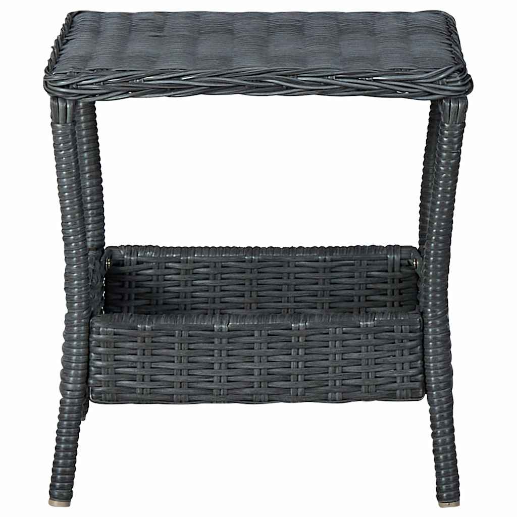 vidaXL 2-delige Loungeset met kussens poly rattan donkergrijs