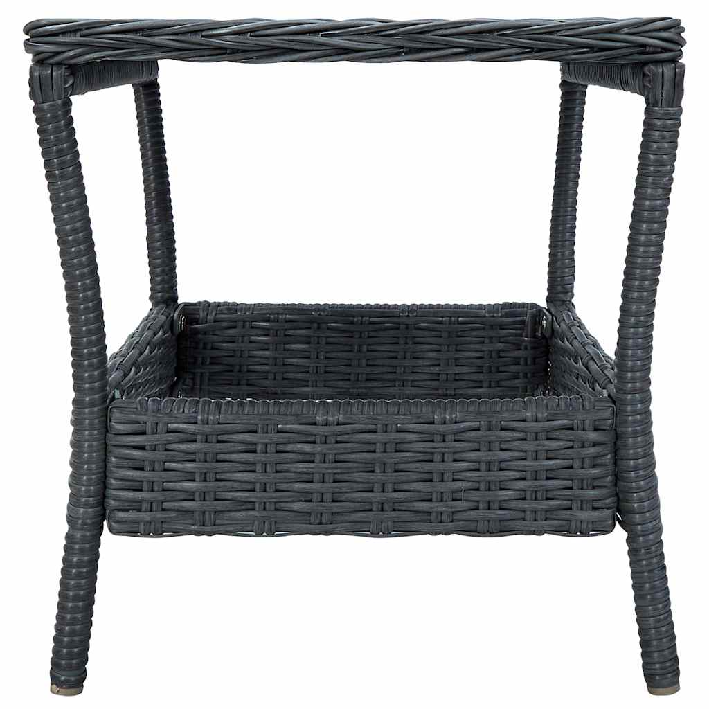 vidaXL 2-delige Loungeset met kussens poly rattan donkergrijs