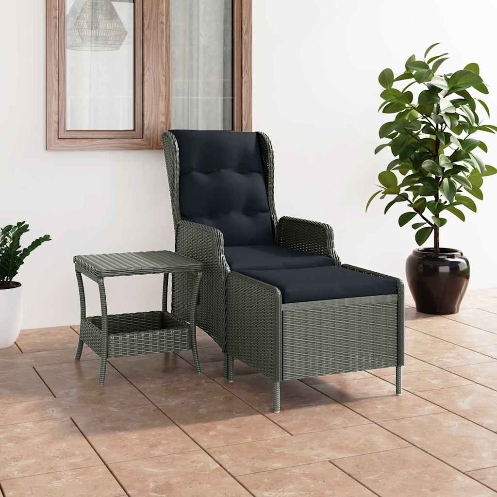 vidaXL 2-delige Loungeset met kussens poly rattan donkergrijs