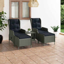 vidaXL 3-Piece Lounge Set with Cushions Poly Rattan Dark Grey