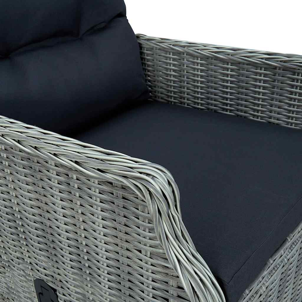 vidaXL 3-Piece Lounge Set with Cushions Poly Rattan Dark Grey