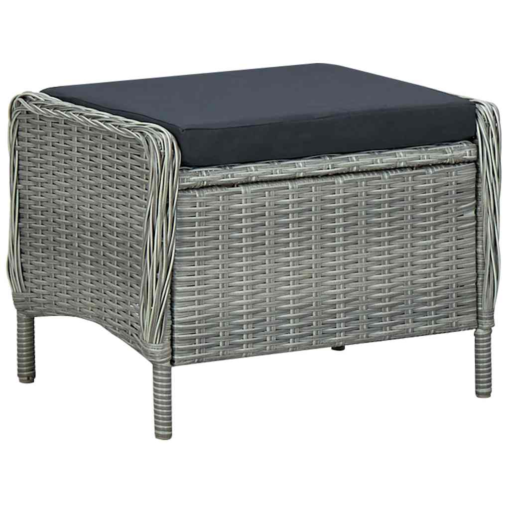vidaXL 3-Piece Lounge Set with Cushions Poly Rattan Dark Grey