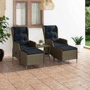 vidaXL 3-Piece Lounge Set with Cushions Poly Rattan Dark Grey