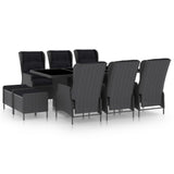 vidaXL 9-delige Tuinset met kussens poly rattan donkergrijs