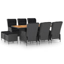 vidaXL 9-delige Tuinset met kussens poly rattan donkergrijs