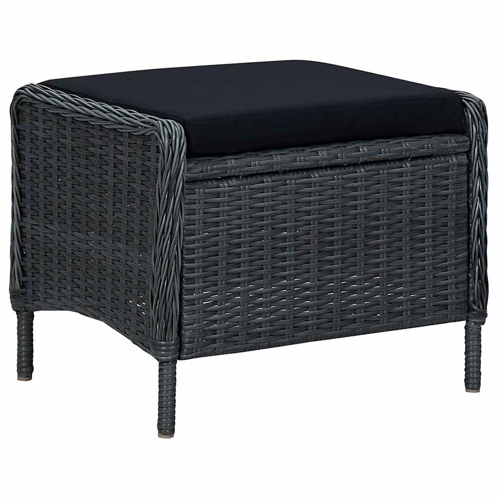 vidaXL 9-delige Tuinset met kussens poly rattan donkergrijs