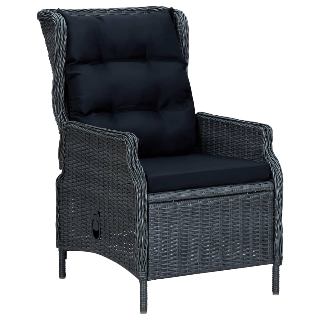 vidaXL 9-delige Tuinset met kussens poly rattan donkergrijs