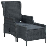 vidaXL 9-delige Tuinset met kussens poly rattan donkergrijs