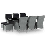vidaXL 9-delige Tuinset met kussens poly rattan donkergrijs