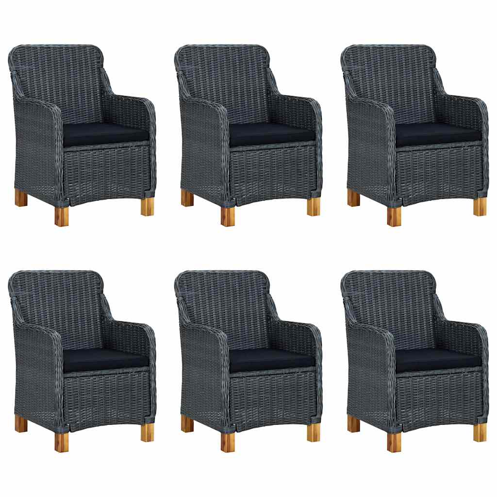 vidaXL 7-delige Tuinset met kussens poly rattan donkergrijs