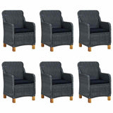 vidaXL 7-delige Tuinset met kussens poly rattan donkergrijs