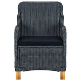 vidaXL 7-delige Tuinset met kussens poly rattan donkergrijs