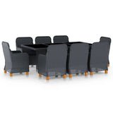 vidaXL 7-delige Tuinset met kussens poly rattan donkergrijs