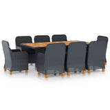 vidaXL 7-delige Tuinset met kussens poly rattan donkergrijs