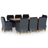 vidaXL 7-delige Tuinset met kussens poly rattan donkergrijs