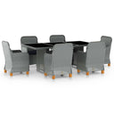 vidaXL 7-delige Tuinset met kussens poly rattan donkergrijs