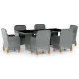 vidaXL 7-delige Tuinset met kussens poly rattan donkergrijs