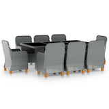 vidaXL 7-delige Tuinset met kussens poly rattan donkergrijs