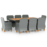vidaXL 7-delige Tuinset met kussens poly rattan donkergrijs