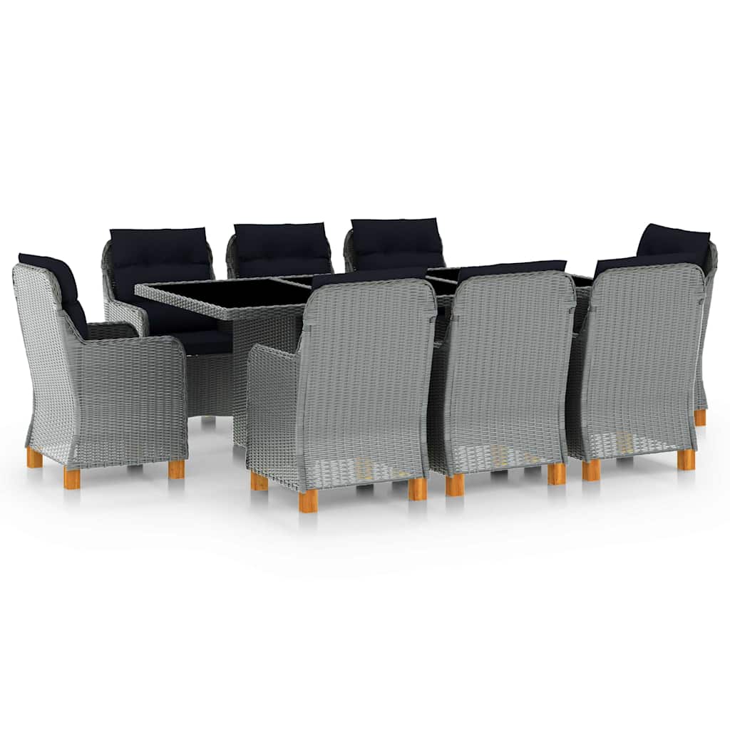 vidaXL 7-delige Tuinset met kussens poly rattan donkergrijs