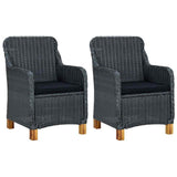 vidaXL 3-delige Loungeset met kussens poly rattan donkergrijs