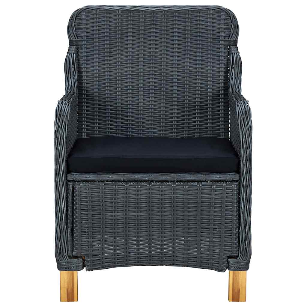 vidaXL 3-delige Loungeset met kussens poly rattan donkergrijs