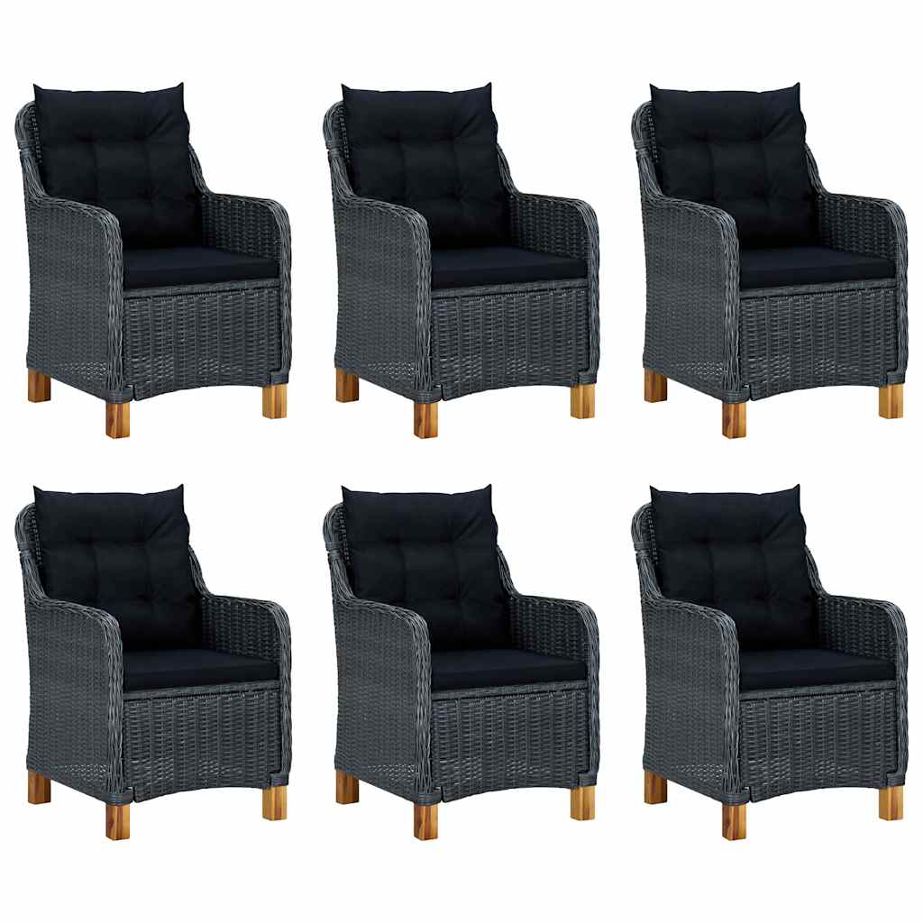 vidaXL 9-delige Tuinset met kussens poly rattan donkergrijs