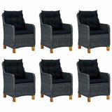 vidaXL 9-delige Tuinset met kussens poly rattan donkergrijs