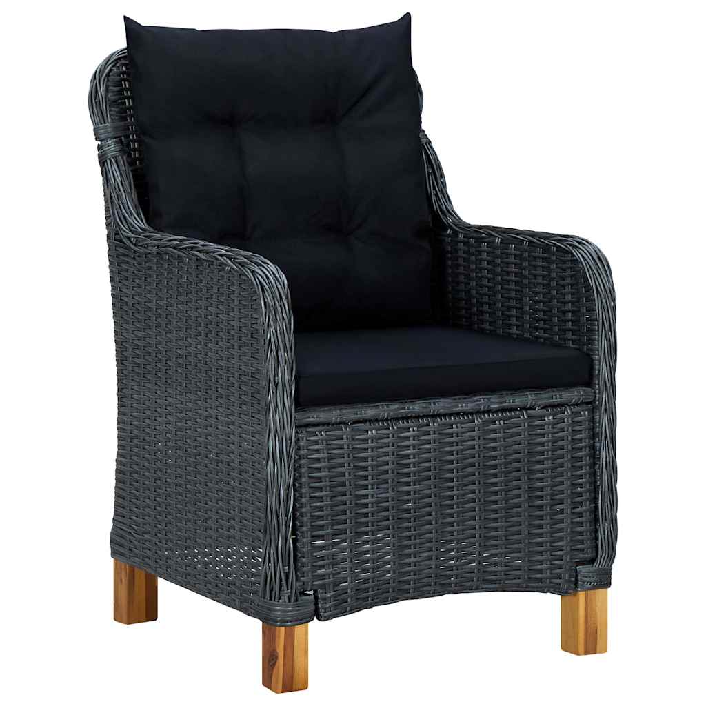 vidaXL 9-delige Tuinset met kussens poly rattan donkergrijs