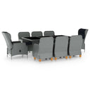 vidaXL 9-delige Tuinset met kussens poly rattan donkergrijs