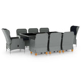 vidaXL 9-delige Tuinset met kussens poly rattan donkergrijs