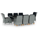 vidaXL 9-delige Tuinset met kussens poly rattan donkergrijs
