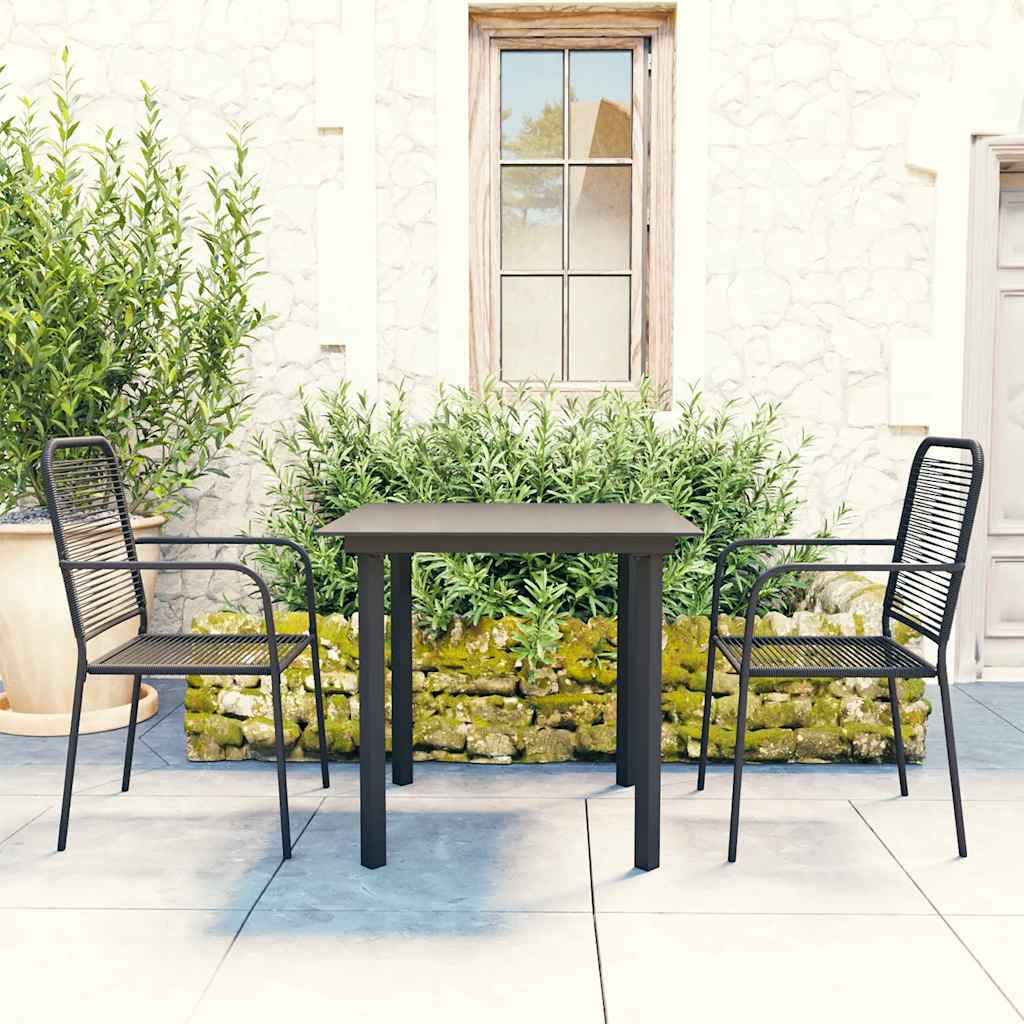 vidaXL 3-Piece Garden Dining Set Glass and Steel Black