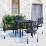 vidaXL 3-Piece Garden Dining Set Glass and Steel Black