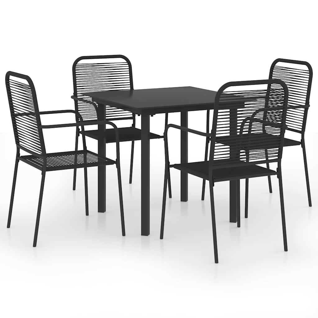 vidaXL 3-Piece Garden Dining Set Glass and Steel Black