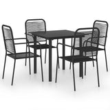 vidaXL 3-Piece Garden Dining Set Glass and Steel Black