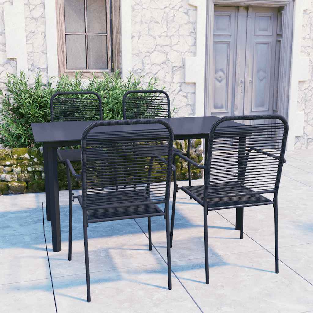 vidaXL 3-Piece Garden Dining Set Glass and Steel Black
