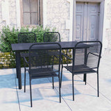 vidaXL 3-Piece Garden Dining Set Glass and Steel Black